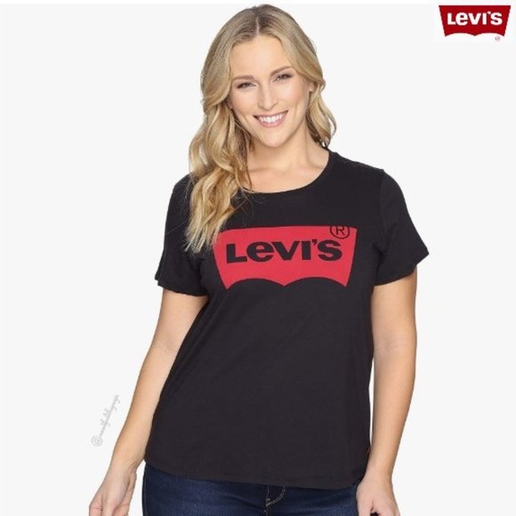 ⛔️SOLD⛔️ LEVI'S Short Sleeve Crew Neck T-Shirt Black w/ Red Batwing Logo Size XL - Picture 14 of 14